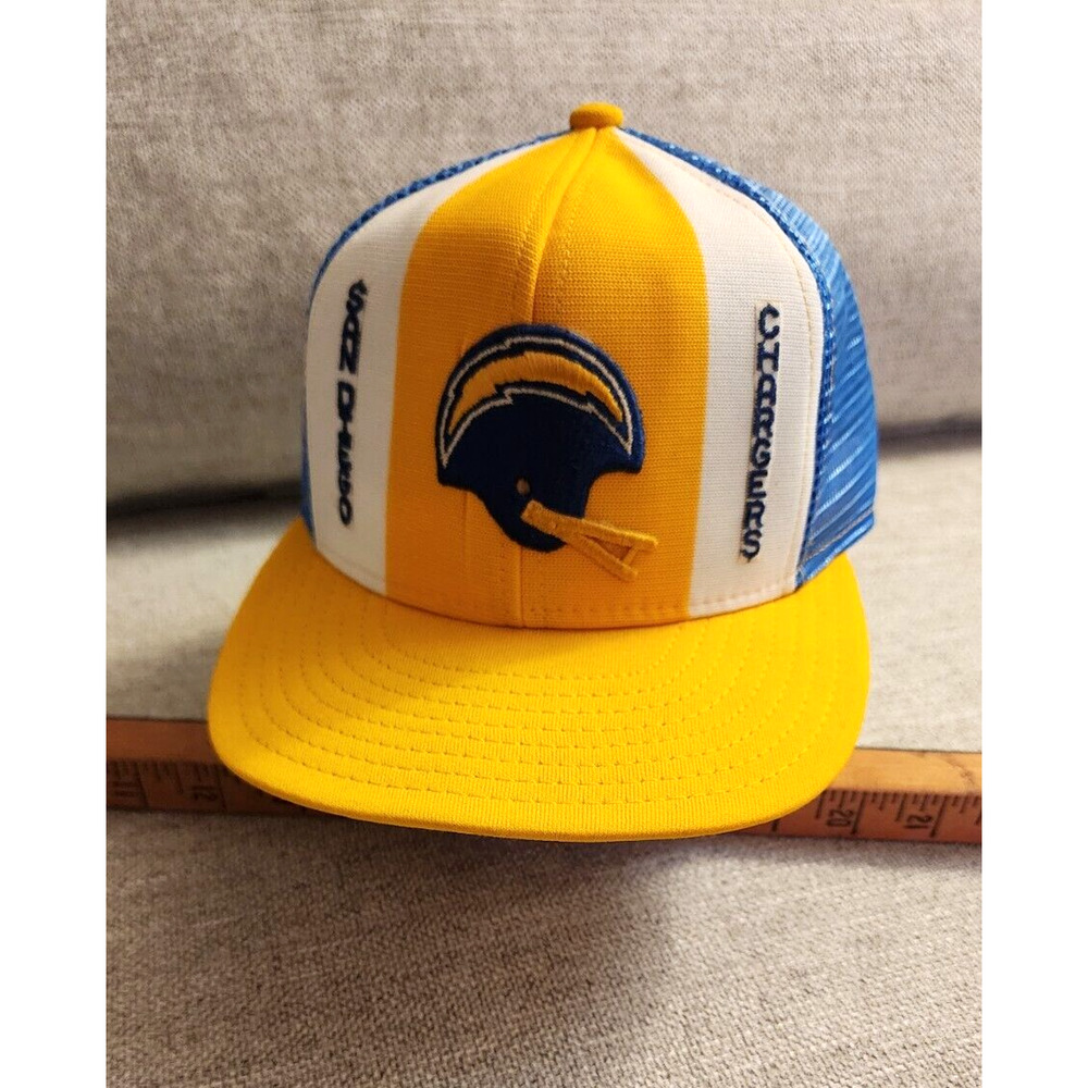 VINTAGE San Diego Chargers AJD NFL 1980s Lucky Stripes SnapBack Trucker Hat